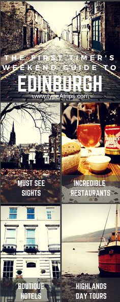 an advertisement for a restaurant called edinburgh, with pictures of the locations and their names