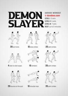 a poster with instructions on how to use the demon slayer workouts for beginners