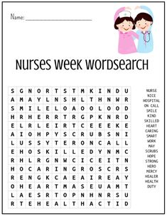 a printable word search for nurses week