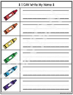 an i can write my name worksheet with crayons and pencils