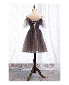 Shop cute purple tulle short party dress with bling online. All instock with free shipping. Pro since 2009. Persephone Cosplay, Gray Homecoming Dress, Graduation Cocktail, Celestial Dress, Prom Dresses Off The Shoulder, Purple Tulle, Homecoming Dress Short, Expensive Dresses, Dresses Off The Shoulder