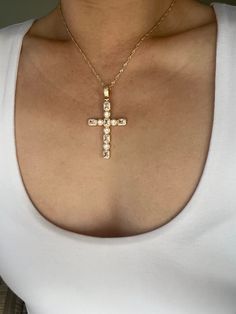 This gorgeous cross is beautifully detailed which equates to the cross sparkling like real diamonds.  It is of great importance to me that I make jewelry for my customers that I, myself, wear every day. Each jewelry piece is handmade by me personally with love and care. Each item is crafted to the highest quality and made to exceed the expectations of my customers. My jewelry is designed to you to love and wear no matter what the occasion at an affordable price.  Jewelry is packaged in a velvet Diamond Cross Pendant Jewelry With Bling, Diamond Cross Jewelry With Rhinestones, Cross-shaped Diamond Jewelry With Rhinestones, White Rhinestone Cross Pendant Jewelry, White Cross Necklace With Rhinestones, Diamond White Cross Pendant Jewelry, Rhinestone Cross Pendant Jewelry Gift, White Cross-shaped Jewelry With Rhinestones, Diamond Accented Cross Necklace