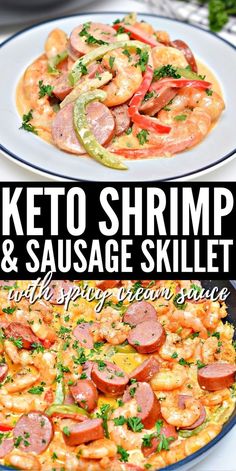 the keto shrimp and sausage skillet is ready to be eaten