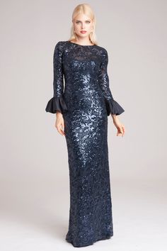 Color_Navy Mob Gowns, Work Abaya, Mom Dresses, Black Sequin Gown, Navy Gown, Black Evening Gown, London Boutique, Teri Jon, Sheath Gown