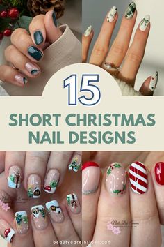 Short Christmas Nails Christmas Present Nails, Christmas Nail Inspo, Christmas Nail Ideas, Christmas Tree Nails, Candy Cane Nails, December Nails, Holiday Nail Designs