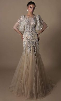 Gaun Tulle, Tarik Ediz Dresses, Tulle Embroidery, Dress Idea, Diamond Dress, Trumpet Gown, Couture Dress, Evening Dresses For Weddings