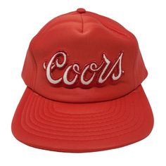 Coors Beer Script Vintage Red Snapback Hat Speedway Adjustable. Excellent pre-owned condition. Retro Red 5-panel Baseball Cap, Vintage Red Baseball Cap For Streetwear, Retro Red Adjustable Baseball Cap, Vintage Red Snapback Hat, Vintage Red Flat Bill Baseball Cap, Retro Red Hat For Streetwear, Retro Red Hats For Streetwear, Retro Red 5-panel Hat, Red Retro 5-panel Hat