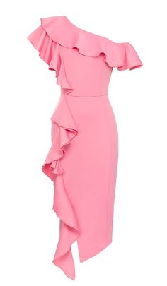 BODYCON RUFFLE MIDI DRESS IN PINK Cascading Ruffles, Ruffle Midi Dress, Pink Midi Dress, Satin Slip, Satin Slip Dress, Bodycon Midi, Plus Dresses, Midi Dress Bodycon, Corset Dress