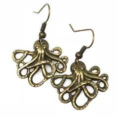 "Cute octopus earrings you will fall in love with ! Great gift for everyone even yourself  We present special compass earrings! ❤︎ nautical pirate handcrafted octopus earrings. ❤︎ SIZE: Earrings are roughly 1-3/4\" long by 1\" wide, lightweight and comfortable ❤︎ VERSATILE: Amazing piece of jewelry to compliment your pirate and steampunk costume, men and women accessories. ❤︎ EXCELLENT CHOICE: Earrings come in complimentary GIFT BOX, the only thing you need to add is a card and your present is r Steampunk Costume Men, Steampunk Pirate Costume, Dainty Moon Necklace, Octopus Earrings, Double Horn Necklace, Pirate Accessories, Pirate Jewelry, Steampunk Pirate, Antique Silver Necklace