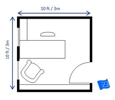 the floor plan for a bedroom with a bed and desk