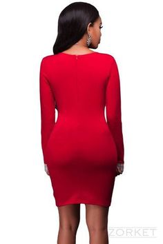 Style: FashionMaterial: Polyester, SpandexNeckline: V-NeckSleeve Length: FullSleeve Style: RegularDresses Length: Above Knee, MiniWaistline: NaturalSilhouette: Sheath SKU: 3217461 V-neck Bodycon Dress With Back Zipper, Stretch V-neck Bodycon Dress With Back Zipper, V-neck Stretch Mini Dress With Back Zipper, Stretch Mini Dress With Back Zipper And V-neck, Stretch Mini Dress With V-neck And Back Zipper, Stretch V-neck Mini Dress With Back Zipper, Low V Neck Dress, Red Jewel, Buy Dresses Online