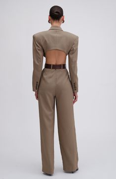 Chic Pantsuit With Structured Boning For Fall, Chic Fall Pantsuit With Structured Boning, Tailored Structured Pantsuit For Fall, Long Sleeve Structured Pantsuit For Office, Long Sleeve Pantsuit With Structured Boning For Office, Luxury Long Sleeve Pantsuit For Fall, Structured Evening Pantsuit For Fall, Luxury Long Sleeve Fall Pantsuit, Fall Office Pantsuit With Structured Boning