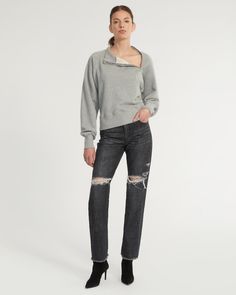 Meet the newest addition to our MW Everyday | Anywhere wardrobe. Modern and minimal, our So Uptight Funnel Neck Zip Sweatshirt is the perfect cozy. Style yours back to any of our high-waist denim for an easy look. Funnel neck Exposed zipper detail Ribbed trim at neck, cuffs and hem Relaxed fit French Terry loop-back interior 100% Cotton Model is 5'10 and wearing a size S. This style runs true to size. We would recommend taking your regular size. Marissa Webb, Cozy Style, Exposed Zipper, Shirt Collection, Zipper Detail, Funnel Neck, Zip Sweatshirt, High Waisted Denim, Funnel