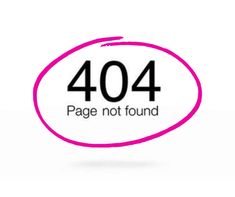 the logo for page not found is shown in black and white with a pink circle