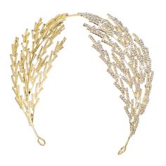 PRICES MAY VARY. Material: Gold tone plated alloy leaf headband is inlaid in cubic zircons, not easy to fade, handmade. Size: One size fits most adults and teens, as the headband can be slightly adjusted. Feature: Beautiful light thin diadem for hair. You can use bobby pins or ribbon to secure the tiara. Occasions: Perfec for Wedding, Costume party, Thanksgiving, Christmas, Birthday, Cosplay, Homecoming, Celebration, Quinceanera, Anniversary or for any special day! Great Gift: Comes in a box, a Hair Jewelry For Braids, Bride Hair Jewelry, Leaf Headband, Headband Crown, Leaves Headband, Gold Headpiece, Bride Headband, Bride Headpiece, Crown Tiara