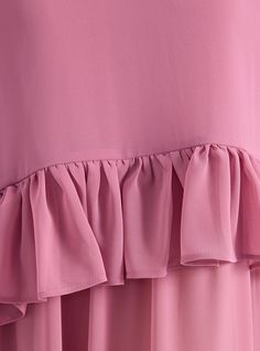 WF ATELIER Model height: 177 CM 100% Polyester Length: 140 cm Feminine Midi Dress With Ruffle Hem And Tiered Skirt, Spring Solid Color Dress With Ruffled Skirt, Spring Ruffled Skirt Dress, Elegant Pink Dress With Layered Hem, Elegant Pink Dresses With Layered Hem, Flowy Solid Midi Dress With Ruffle Hem, Flowy Midi-length Ruffle Dress, Elegant Pink Tiered Maxi Dress, Solid Color Tiered Skirt Dress With Ruffles