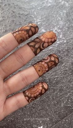 a hand with henna tattoos on it