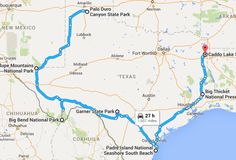 a map showing the route from new mexico to san antonio, california on a road trip