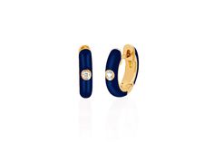 The Diamond & Navy Enamel Huggie Earring is here to freshen up your collection. Featuring one central diamond set within an enamel and 14k gold base, this style adds whimsy to any stack. Yellow Gold Enamel Huggie Jewelry, Fine Jewelry Yellow Gold Enamel Earrings, Initial Earrings Studs, Diamond Huggies, Huggie Earring, Bezel Set Diamond, Diamond Set, Huggies Earrings, Precious Stones