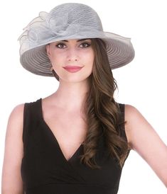 PRICES MAY VARY. Material: Organza and polyester. Size: One size fits most. Head Circumference: 22.5-22.6"/56-58cm. Design: An elegant derby hat with classic timeless design, its minimalist style completes your every formal look. Wide brim will protect you from blinding sunlight. Feature: This charming organza tea party hat is the perfect decoration for a casual royal look for its simplicity. You can also decorate it with anything you prefer and create a unique hat that represents your personali Fitted Party Hats For Summer, Silver Short Brim Hat For Summer, Fitted Summer Party Hats, Silver Summer Hat With Short Brim, Elegant Silver Mini Hat For Summer, Silver Short Brim Summer Hat, Summer Party Hat, Silver Curved Brim Hat For Summer, Summer Silver Hat With Curved Brim