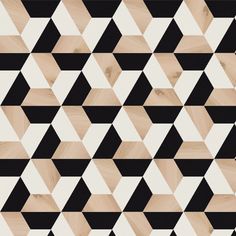 black and white geometric pattern with wood grain