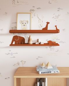 Terracotta Animal Inspired Nursery, Safari Themed Nursery, Metal Floating Shelves, Floating Wall Shelf, Safari Theme Nursery, Adventure Nursery, Organic Cotton Sheets, Animals Design, Safari Adventure