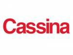 the logo for cassina is shown on a white background with red letters and an orange outline