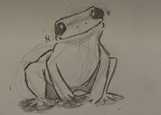 a drawing of a frog sitting on the ground