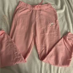 Super Cute Pink Nike Sweats. Cuffed On The Ankles. They Are A Little Smaller Than Expected. Never Worn, Great Condition Nike Pink Sweatpants, Cute Pink Fits, Nike Fits, Cute Sweats, Cuffed Sweatpants, Wishlist Ideas, Nike Sweats, Pink Sweatpants, Nike Joggers