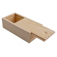 a wooden box with two compartments on it