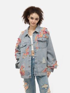 Aelfric Eden Heavy Craftsmanship Lace Denim Jacket – Aelfric eden Bohemian Denim Jacket With Frayed Hem, Spring Bohemian Denim Jacket With Frayed Hem, Spring Patchwork Denim Jacket With Long Sleeves, Spring Patchwork Long Sleeve Denim Jacket, Oversized Patched Outerwear For Spring, Oversized Outerwear With Patches For Spring, Oversized Spring Denim Jacket With Patches, Oversized Spring Outerwear With Patches, Bohemian Cotton Denim Jacket With Frayed Hem