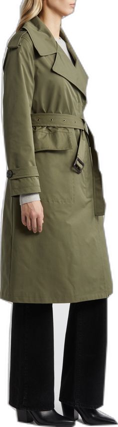 Classic Khaki Belted Outerwear, Classic Khaki Outerwear With Belted Cuffs, Business Outerwear With Belted Cuffs In Gabardine, Belted Khaki Outerwear For Business, Classic Olive Outerwear For Business, Khaki Gabardine Belted Outerwear, Khaki Belted Gabardine Outerwear, Belted Trench Coat, Fabric Gift Bags