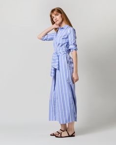 A crisp, easy dress to wear on repeat all summer long. Think of it as relaxed riff on our favorite shirtwaist shape, with a flattering wrap-around tie at the waist and slide slits for beautiful movement when you walk. It’s made up in striped Italian poplin, and to seal the deal on the whole perfect summer dress thing, it’s finished with discreet pockets. Easy Dress, Clothing Catalog, Buckle Shoes, Sweater Gift, Bold Stripes, Work Wardrobe, The Deal, On Repeat, Shirtdress