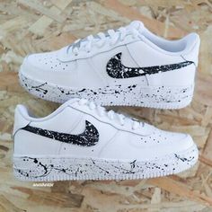 Custom Air Force 1 Black And White, Shoes For School Nike, Aka Shoes, Black Shoes Mens, White Black Shoes, Nike Shoes For Boys, Custom Sneakers Diy, Shoes For School, Nike Air Force 1 Custom