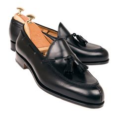 TASSEL LOAFERS BLACK CALF | CARMINA Shoemaker Timeless Black Slip-on Tassel Loafers, Black Luxury Tassel Loafers For Galas, Black Timeless Slip-on Tassel Loafers, Luxury Closed Toe Tassel Loafers For Galas, Luxury Tassel Loafers With Closed Toe For Galas, Elegant Black Tassel Loafers With Rubber Sole, Timeless Black Tassel Loafers With Leather Sole, Black Tassel Loafers For Galas, Timeless Black Tassel Loafers With Round Toe