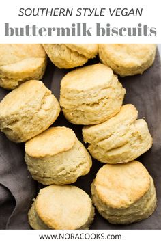 buttermilk biscuits with text overlay that reads southern style vegan buttermilk biscuits