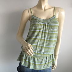 Nwt Aqua Stretchy Striped Peplum Tunic Tank Top. Aqua Blue And Lime Green. Size Large Made In Usa * Please Do Not Use My Photos Without Permission Green Cami Top For Day Out, Green Ruffled Cami Top, Casual Green Ruffled Tank Top, Striped Summer Cami Top, Striped Cami Top For Summer, Striped Cami Tops For Spring, Peplum Tank Top, Tunic Tank Tops, Aqua Green