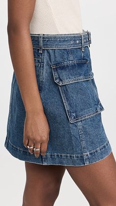 Pixie Market AR Denim Cargo Belted Miniskirt | SHOPBOP Mid-rise Denim Skirt With Belt Loops, Fitted Mid-rise Denim Skirt With Belt Loops, High-waisted Utility Skirt With Belt Loops, High Waist Utility Skirt With Belt Loops, High-waist Denim Skirt With Belt Loops For Work, High Waist Denim Skirt With Belt Loops For Work, Workwear Denim Blue Skirt With Belt Loops, Fitted Denim Skirt With Belt Loops For Work, Denim Skirt With Belt Loops For Work