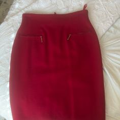 Beautiful. Never Worn. Red Wool. Back Zipper Brown Pencil Skirt, Blue Mini Skirt, Purple Line, Lace Pencil Skirt, Wool Pencil Skirt, Draped Skirt, Black Pencil Skirt, Linen Skirt, Silk Wool