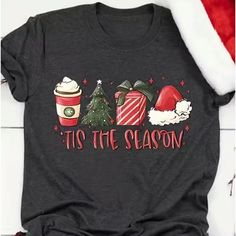 This Is A Brand New And Never Been Worn Graphic T Shirt That Is Perfect For Christmas! It Is A Dark Grey Round Neck T Shirt And Features A Super Cute Graphic On The Front That Screams Christmas!! Measurements: M Bust: 19 Inches Laying Flat Length: 26 Inches Shoulder To Hem L Bust: 20 Inches Laying Flat Length: 27 Inches Shoulder To Hem Xl Bust: 21 Inches Laying Flat Length: 27 Inches Shoulder To Hem Xxl Bust: 22 Inches Laying Flat Length: 28 Inches Shoulder To Hem Christmas Tops, Christmas Women, Graphic Tees Women, Plus Size T Shirts, Top Casual, Printed Tees, Plus Size Tops, Plus Clothing, Short Sleeves Tops