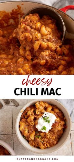 cheesey chili mac is an easy and delicious side dish that's ready in less than 30 minutes