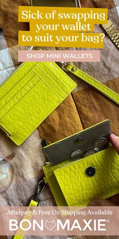 mini wallet, compact wallet yellow neon Mini Bag