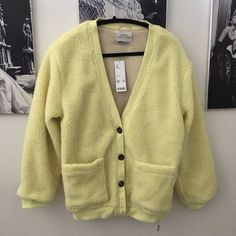 New With Tags** From Urban Outfitters. Super Cozy Sherpa Like Exterior Cardigan. Super Warm. Size Small. Relaxed Fit. It’s Not Cold Here And I Never Got To Wear It. So I’m Selling. Also On The Back Of One Sleeve There Is A Slight Marking. It Was Was Purchased This Way. Sold Out Yellow Relaxed Fit Outerwear With Pockets, Relaxed Fit Yellow Outerwear With Pockets, Yellow Casual Cardigan With Pockets, Casual Yellow Cardigan With Pockets, Oversized Yellow Winter Cardigan, Oversized Yellow Cardigan For Winter, Yellow Winter Cardigan With Pockets, Yellow Winter Sweater For Loungewear, Yellow Sweater For Winter Loungewear