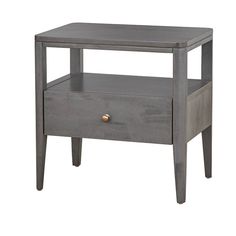 an end table with two drawers and one drawer on the bottom, sitting against a white background