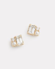 White Topaz, Pearl, and Diamond Cluster Stud – Jamie Wolf Luxury Delicate White Topaz Jewelry, Wag Dr, F1 Wag, Lotus Earrings, Diamond Cluster Earrings, Tahitian Black Pearls, Sunflower Earrings, Rectangle Earrings, Jewelry Essentials