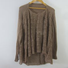 New Simply Noelle Womens L / Xl Brown Convertible Knit Cardigan Flare Tunic Open Crochet Nwt $45tunic / Cardigan Convertible Light Weight Pit To Pit: 22" Length: 22" (Front) / 35" (Back) Sku B-12 Brown Open Knit Tops For Layering, Brown Open Knit Sweater For Layering, Casual Open Knit Sweater For Layering, One Size Knit Sweater For Layering, Slouchy Knitted Sweater For Layering, Bohemian Stretch Sweater For Fall, Slouchy Knitted Sweater For Spring, Rose Jacket, Reversible Sweater