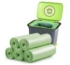 four rolls of yoga mat in a green case with the lid open and rolled up