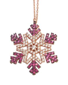 Snow flake necklace - Blooms of London - Designs inspired by nature Garnet Snowflake Necklace, Yarn Hats, Snowflake Necklace, Snow Flake, Purple Crystals, Gold Plated Silver, Winter Wear, Rose Gold Plates, Pendant Necklaces