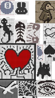 cross - stitch patterns with different shapes and sizes, including the shape of a heart