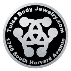 the logo for this body jewelry company is shown in black and silver on a white background